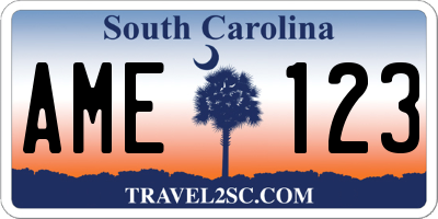 SC license plate AME123