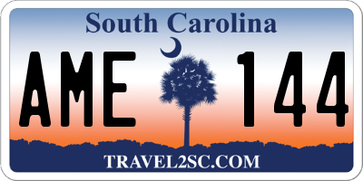 SC license plate AME144