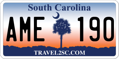 SC license plate AME190