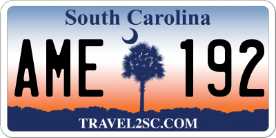 SC license plate AME192