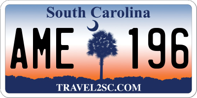 SC license plate AME196