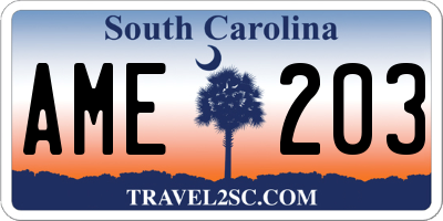 SC license plate AME203