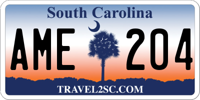 SC license plate AME204