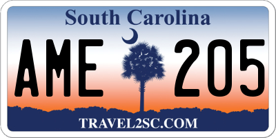 SC license plate AME205