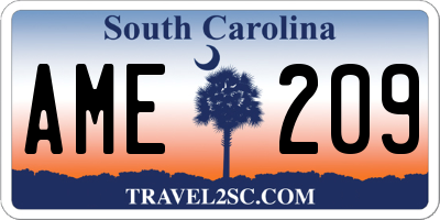 SC license plate AME209