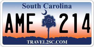 SC license plate AME214