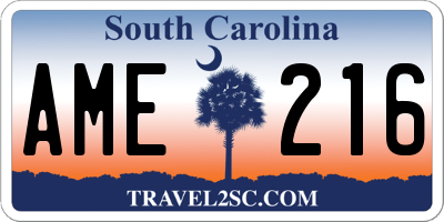SC license plate AME216