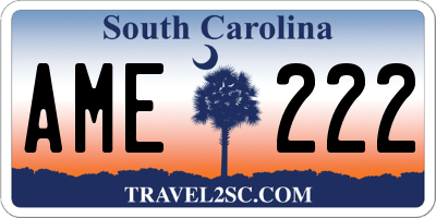 SC license plate AME222