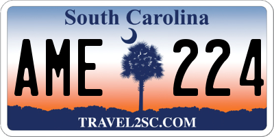 SC license plate AME224