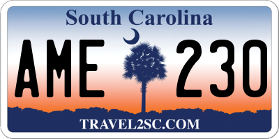 SC license plate AME230
