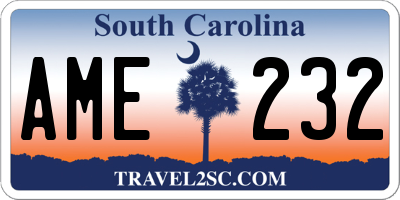 SC license plate AME232