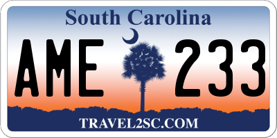 SC license plate AME233