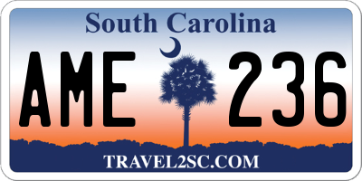 SC license plate AME236