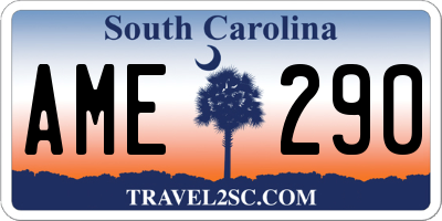SC license plate AME290