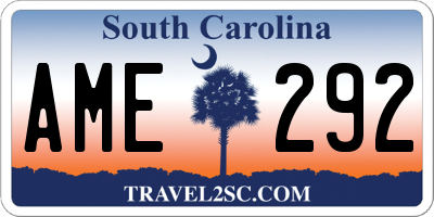 SC license plate AME292