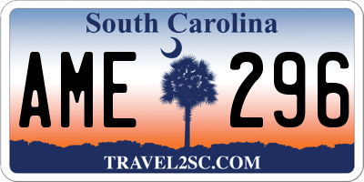 SC license plate AME296