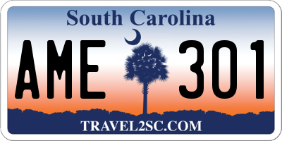 SC license plate AME301