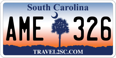 SC license plate AME326