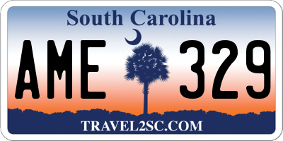 SC license plate AME329