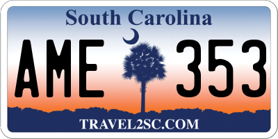 SC license plate AME353