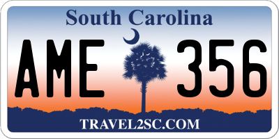 SC license plate AME356