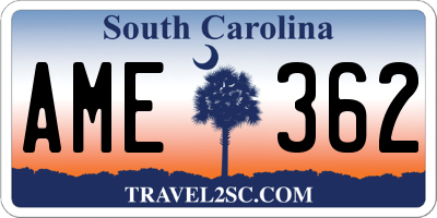SC license plate AME362