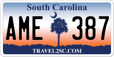SC license plate AME387