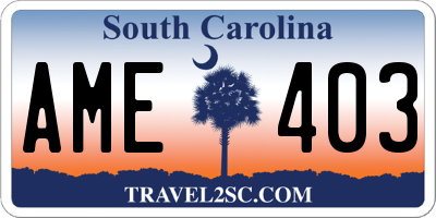 SC license plate AME403