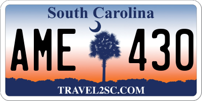 SC license plate AME430