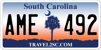 SC license plate AME492