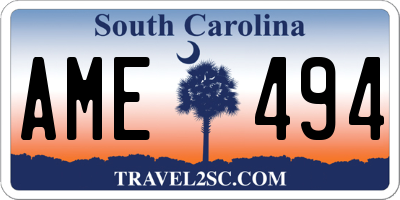 SC license plate AME494