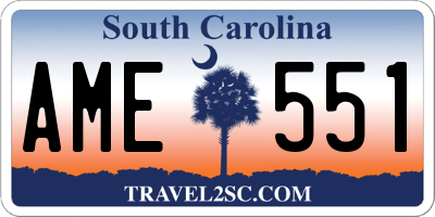SC license plate AME551