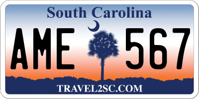 SC license plate AME567