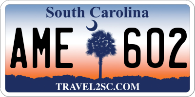SC license plate AME602