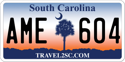 SC license plate AME604