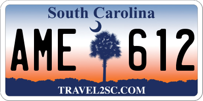 SC license plate AME612