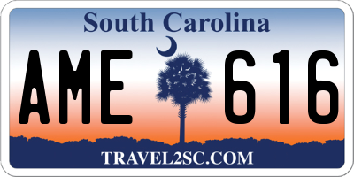 SC license plate AME616
