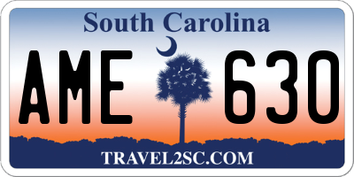 SC license plate AME630