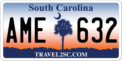 SC license plate AME632