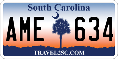 SC license plate AME634