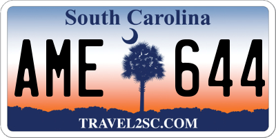 SC license plate AME644