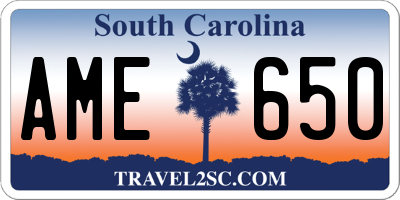SC license plate AME650