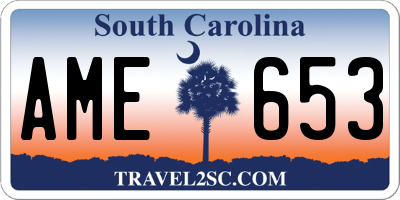 SC license plate AME653