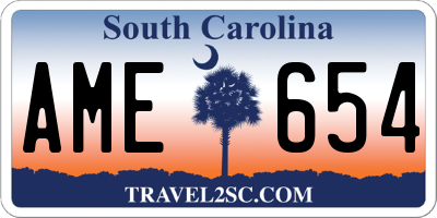 SC license plate AME654