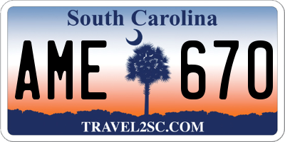 SC license plate AME670