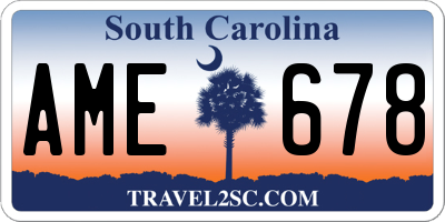 SC license plate AME678