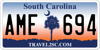 SC license plate AME694
