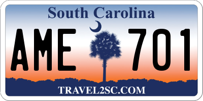 SC license plate AME701
