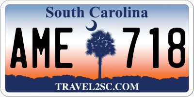 SC license plate AME718