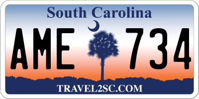 SC license plate AME734